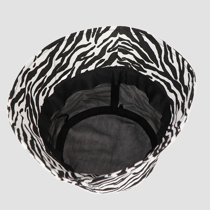 New Style Women Bucket Hat Black White Zebra Leopard Pattern Spring Summer Cap Hip Hop Panama Beach Fisherman Sun Hat Wide Gift