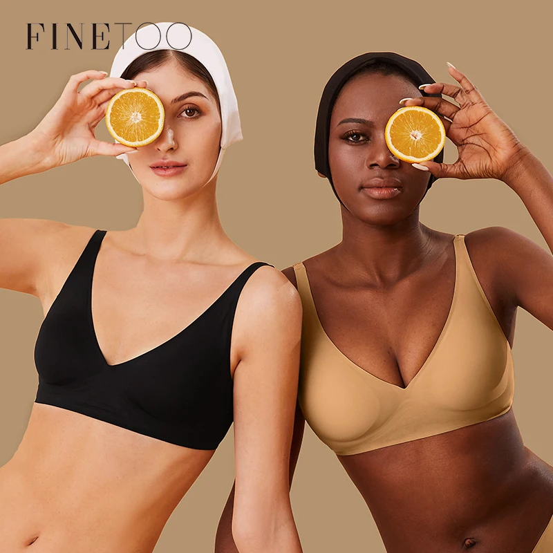 FINETOO Seamless Bra Women Soft Wireless Underwear Ladies Padded Bras S-XL Bralette Deep V Sexy Bra Comfortable Intimates 2022