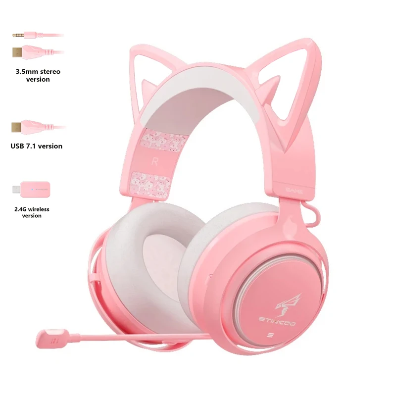 Original GS510 Cat Ear Headset Gaming Headphones 7.1 Sound Effect Touch Control Light Best Gift For PS4 PS5 Xbox Computer PC