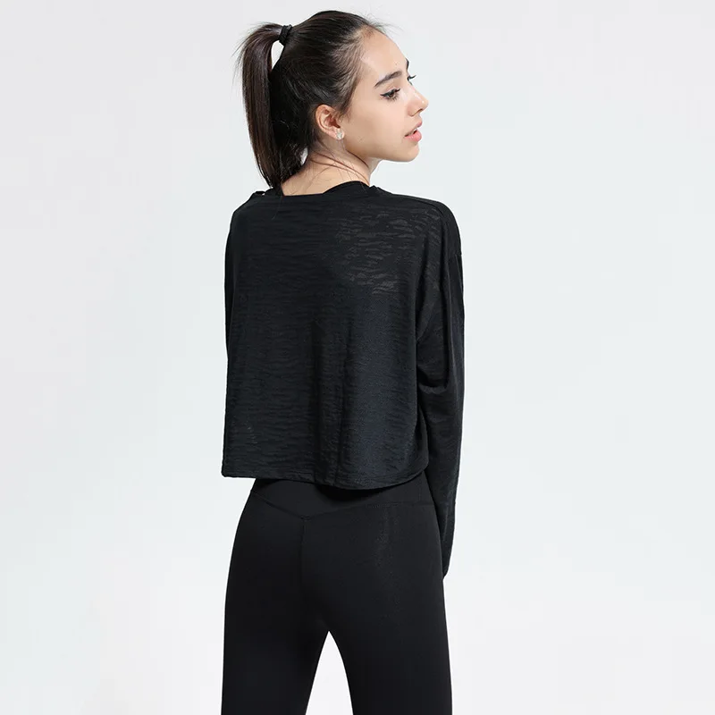 Camisetas de Yoga finas y sueltas para mujer, de manga larga Camiseta deportiva, sudaderas de secado rápido para correr, blusa de entrenamiento para niñas, Top de Fitness para gimnasio