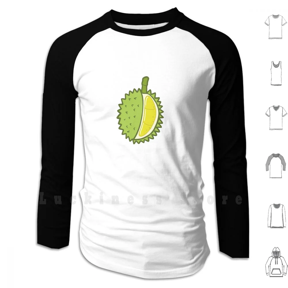 Durian Hoodies Long Sleeve Fruit Sweet Durian Kawaii Cute Lovely Thai Thailand Bkk Bangkok Anime Cartoon Vector