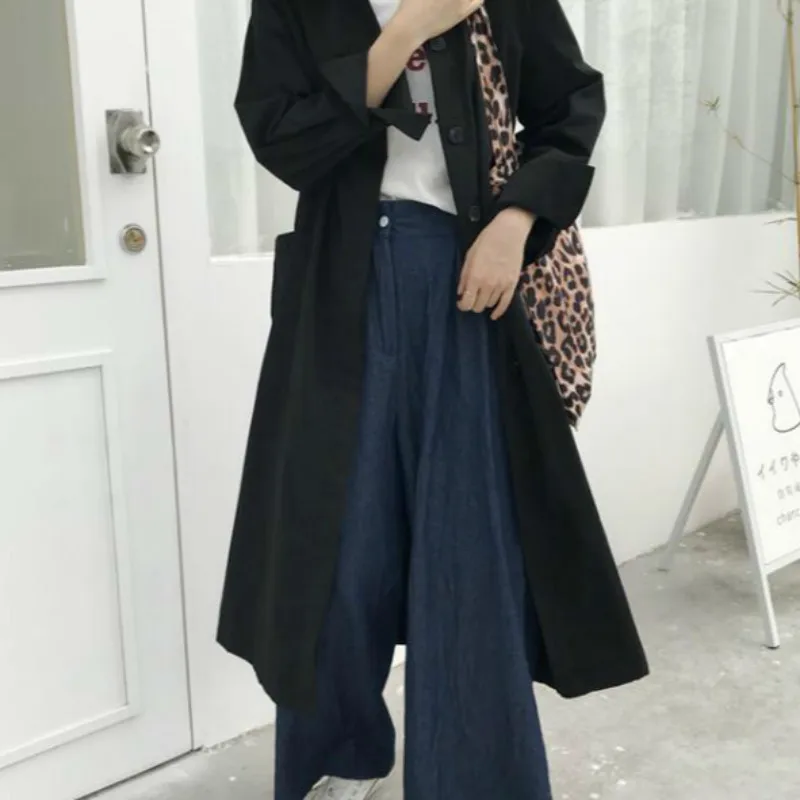 Women Autumn Long Sleeve cloak Long Trench Coat Female Pocket cardigan Straight Shirt Windbreaker Manteau Femme Hiver Overcoat