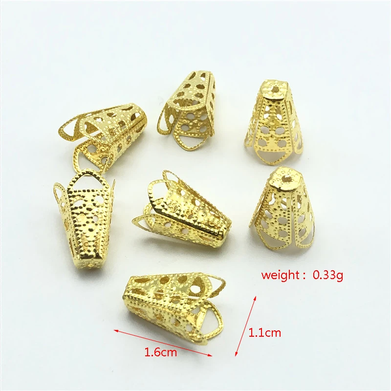 JunKang 30pcs Wine Cup Hollow Out Trumpet Alloy Seed Bead End Bracelet Earrings Connector Caps For DIY Jewelry Makings Supplies