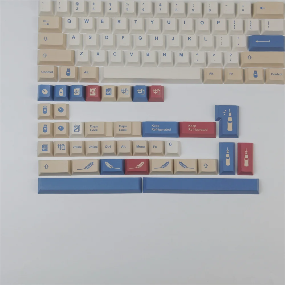 Gmk soamilkキーキャップ,140キー,チェリープロファイル,pbt,キーキャップ,バックライト付き昇華,Gk61 64 68 87 96 980用の完全なセット