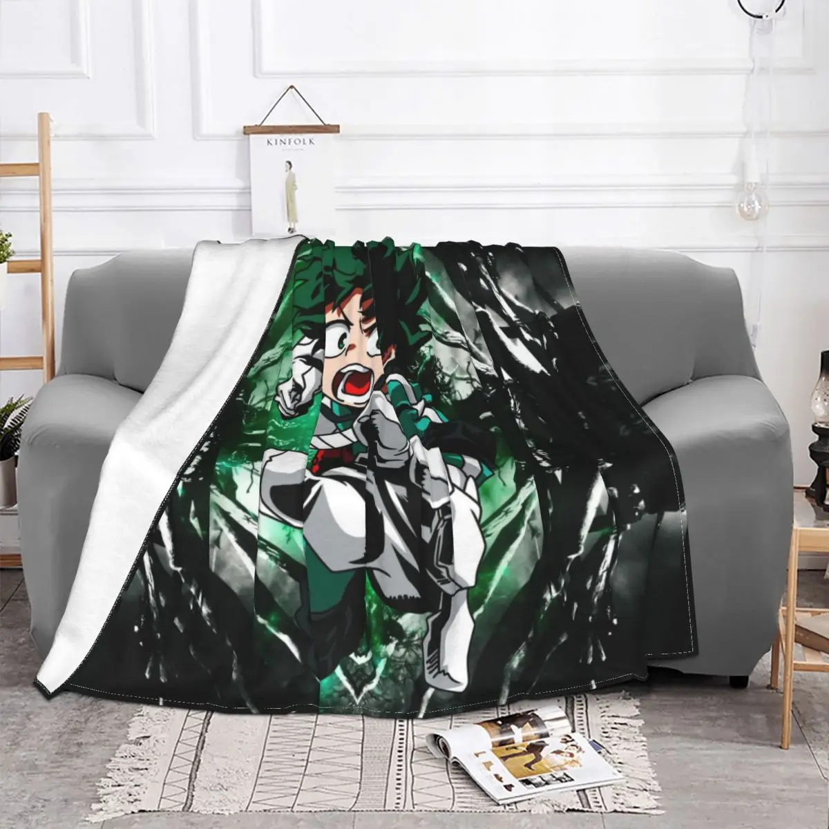 Boku No Hero Deku Blankets Fleece Decoration Ultra-Soft Throw Blankets for Bedding Bedroom Plush Thin Quilt