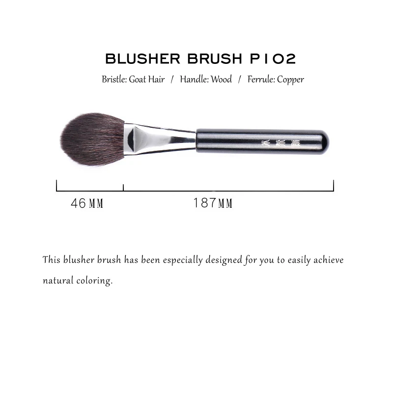 MyDestiny The professional Blusher Brush P102 - Soft Goat Hair for Blush Powder Bronzer Beauty Makeup Blending Tool