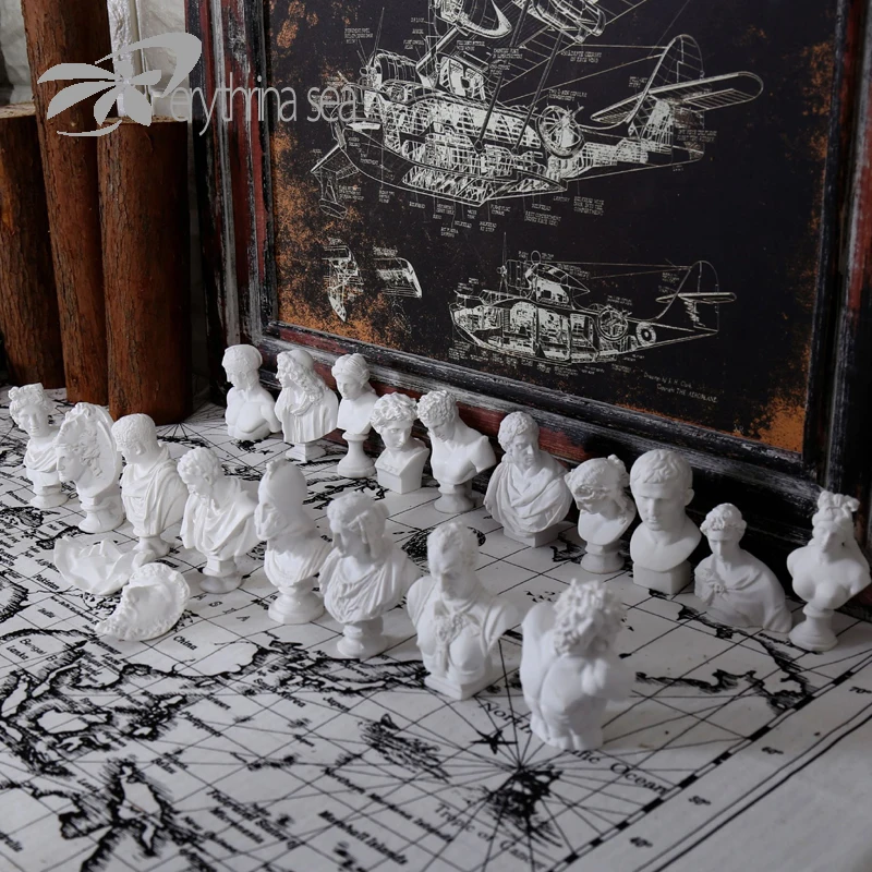 10PCS/SET Figures of ancient Greek mythology Statue Mini Figure Sculpture Plaster World Famous Bust Sketch practice Model Crafts