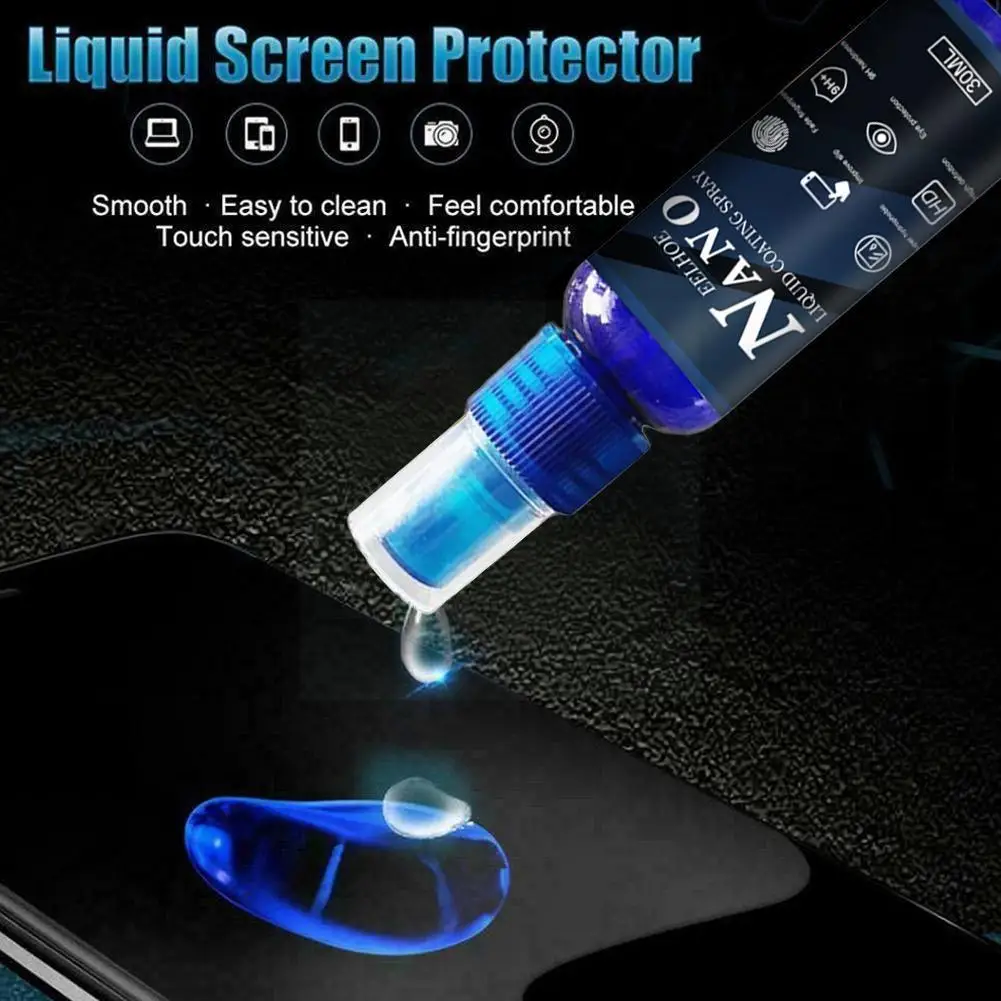 30ml Liquid Screen Protector Film Spray Scratch Solution Mobile Coating Oleophobic Coating Repair Agent Phone S8v2