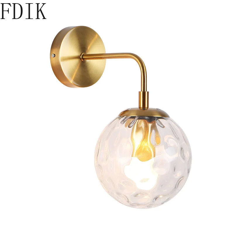 

Nordic Minimalist Led Wall Lamp for Living Room Loft Aisle Bedroom Bedside Modern Creative Water Pattern Glass Sconce Wall Light