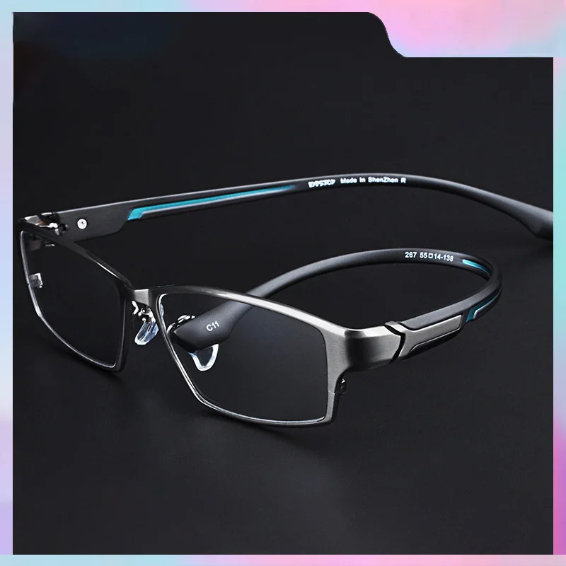Vazrobe Titanium Eyeglasses Frames Men Reading Glasses Male Anti Blue Light Full Rim Spectacles for Prescription Ultralight