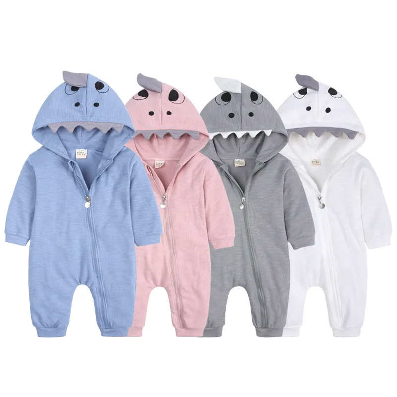 

Hooyi Shark Hooded Baby Boys Autumn Romper New Born One Piece Infant Costumes Girl Clothes Fall Clothing