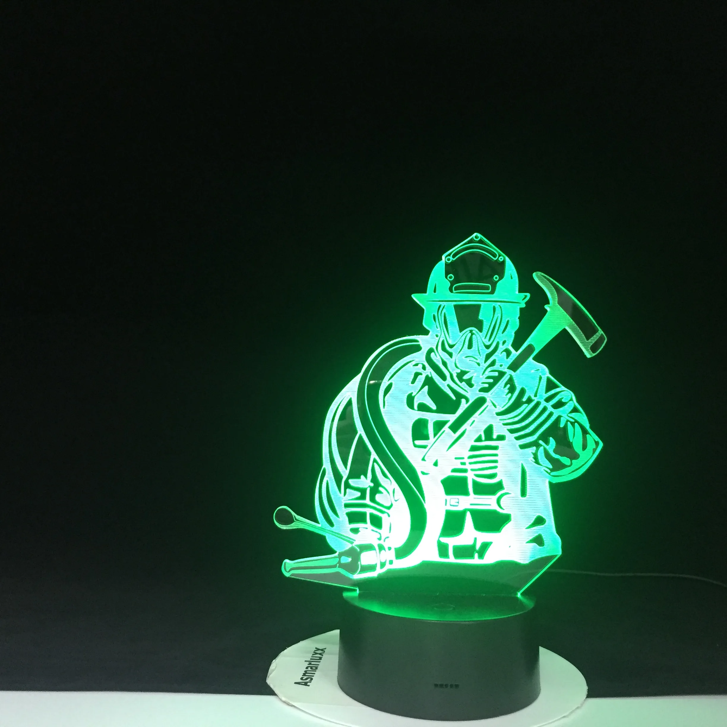 Fireman 3D LED  Modeling USB Night Lights Creative Firefighter Table Lamp Home Decor 7 Colors Changing Sleep Lighting Kids Gifts