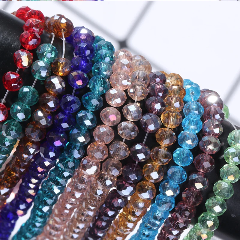 4/6/8MM 2/5String Crystal AB Beads Faceted Spacer Beads Sewing Rondel Gemstone Clothing Earring Bracelet Necklace Accessories