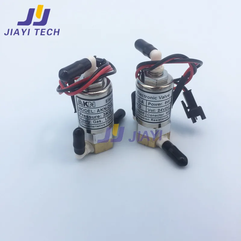 2PCS 24V 8W AKN Solenoid Valve Straight/ Elbow Bend/3-Way Electronic Valve for Wit-Color/Infiniti/Phaeton/ Large Format Printers