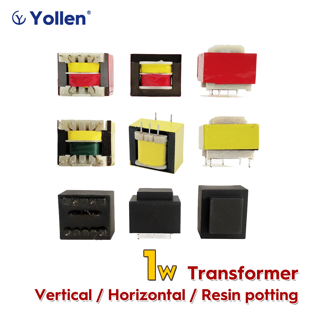 PIN Type 1W Power Transformer 1VA Voltage 220V to 6V/9V/12V/24V Circuit Board DIY Vertical/Horizontal Type Resin Potting Option