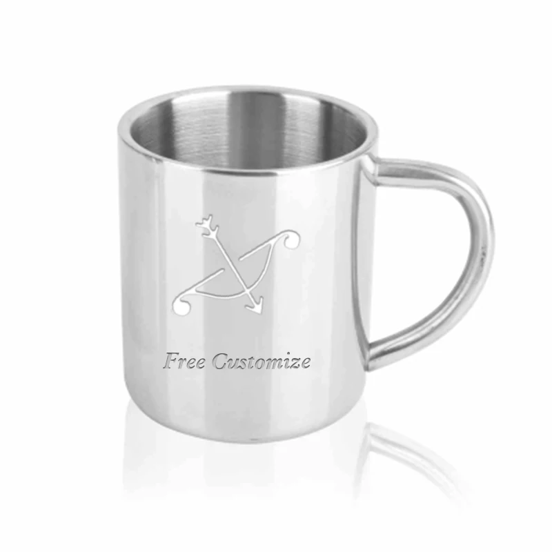 Free Customize LOGO Stainless Steel Coffee Mug Kids Durable Drinking Cup Juice Milk Water Bottle Wedding Gift Lettering Cups