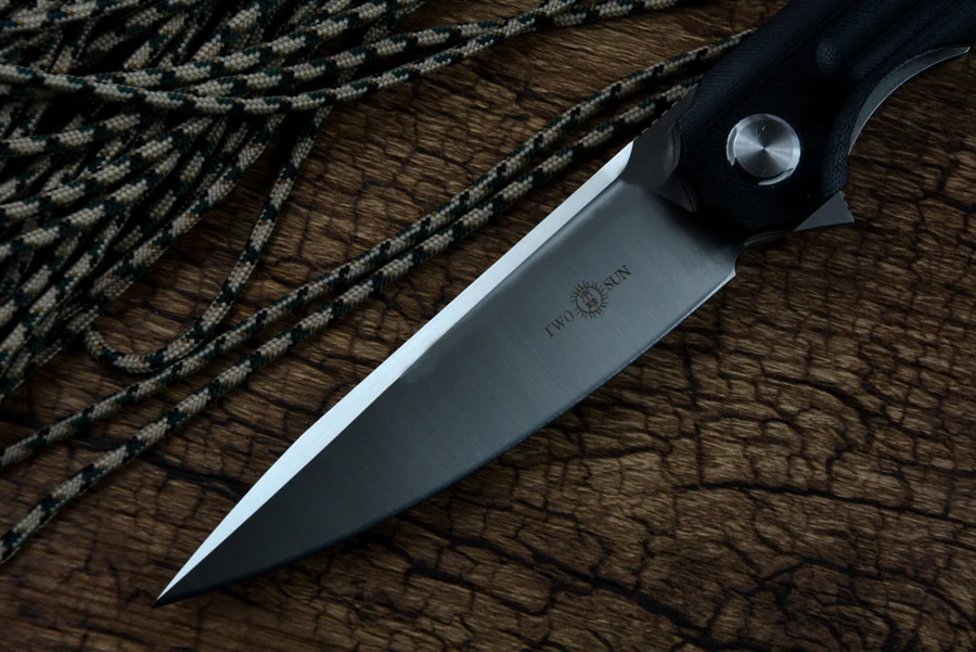 Twosun Knife TS89 D2 Satin Blade Pocket Folding Knife G10 Handle with Clip for Outdoor Daily EDC Hunting Camping Hiking