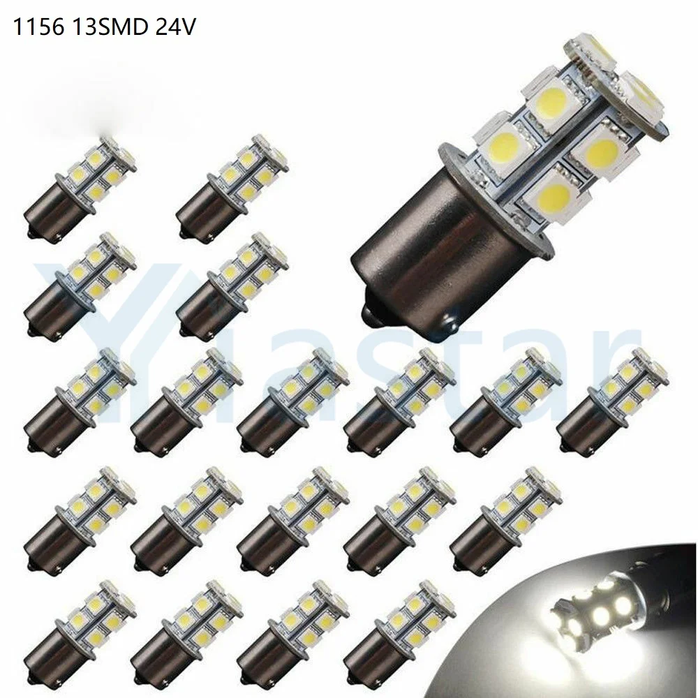 100pcs 24V 5050 13 SMD 1156 BA15S 1157 BAY15D LED Bulbs Auto Car Light Source Off Road Driving Brake Light Turn Signal LED light