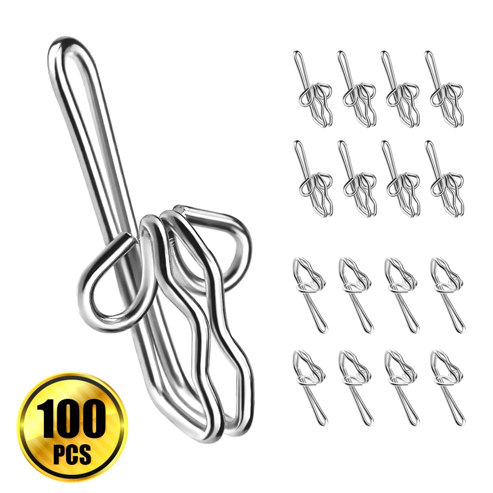 100 Pcs Metal Curtain Hooks Drapery Hook Pins With Clear Box For Window Curtain Door Curtain Accessories