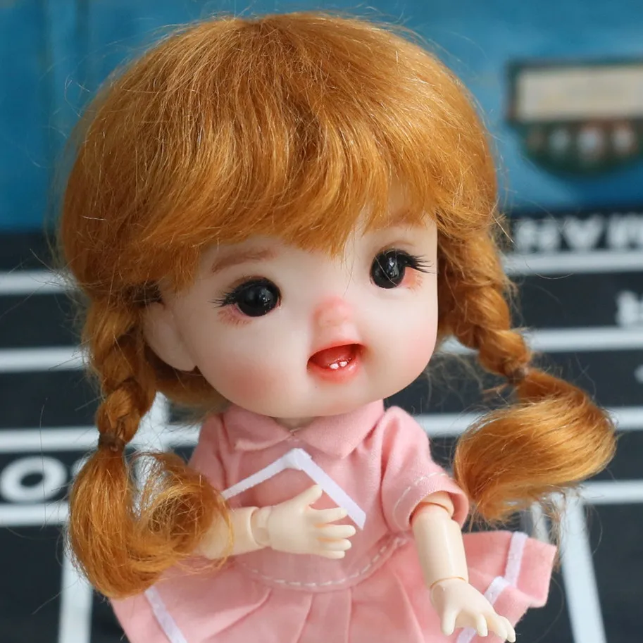 New high quality soft fiber mohair 1/8 BJD doll wig pink brown wig SD BJD doll for 14-15cm diameter lovely doll accesoriess