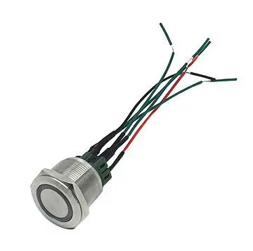 50 pieces 25mm Red Ring LED Metal  Push Button Electric Switch Waterproof 6V, 12V, 24V, 110V, 220V Weld with 100cm Cables