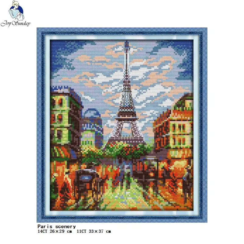 DIY handmade scenery series printed cross stitch 11CT 14CT count canvas fabric needle and thread embroidery set home decoration