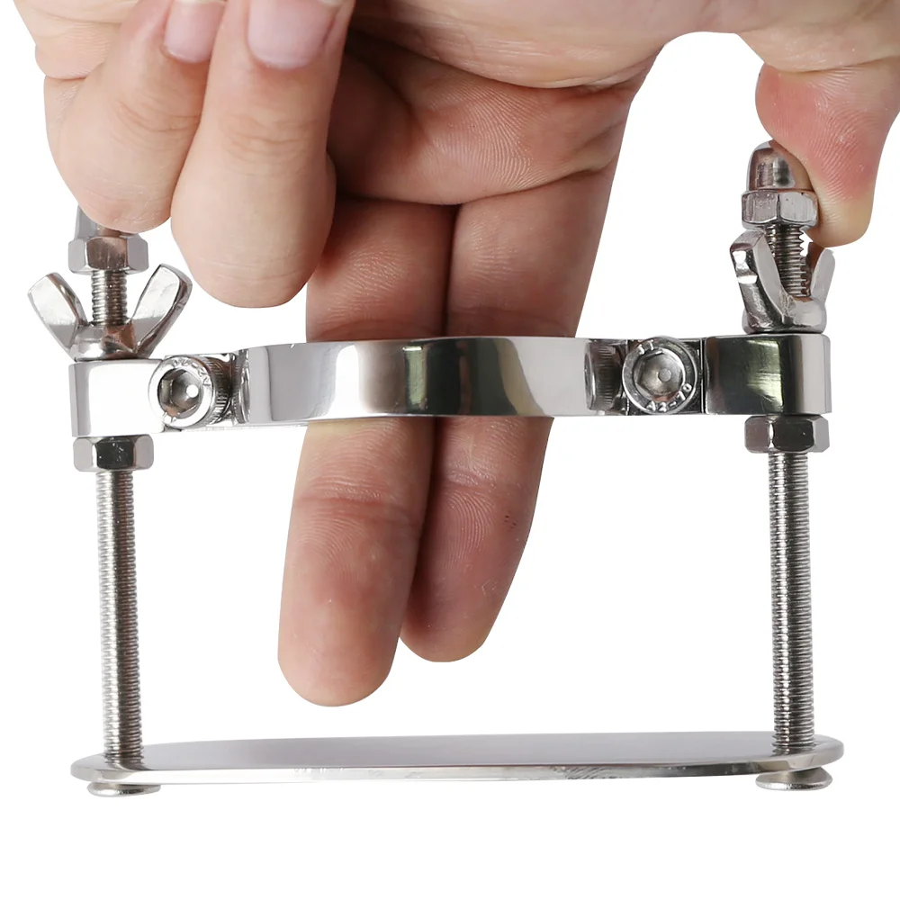 Male Stainless Steel Ball Smasher Squeezer Penis Crusher Scrotum Bondage BDSM ball Stretcher Scrotal Fixture Sex Toyes