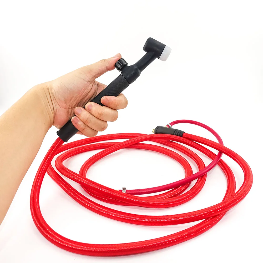 150A 3m WP17FV TIG Welding Torch Soft Red Hose Argon Tungsten Arc Flexible Gas Valve Quick Connector WP17 Welder Gun