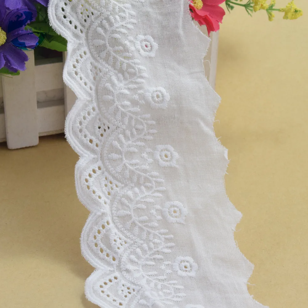 7.5cm wide 100% Cotton embroid lace sewing ribbon guipure trim wedding decoration DIY dolls colthes Accessories lace Badges#4160