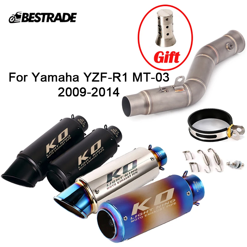 

Motorcycle Exhaust System 51mm Muffler Escape Mid Link Connect Pipe For Yamaha R1 YZF-R1 MT-03 2009 2010 2011 2012 2013 2014