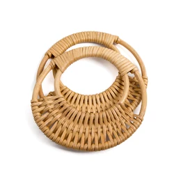 Una Coppia Rattan Tessuto Sacchetto della Maniglia Della Borsa Fai Da Te Accessori Fatti A Mano Vintage Parti Handle Bag di Bambù Maniglie All'ingrosso