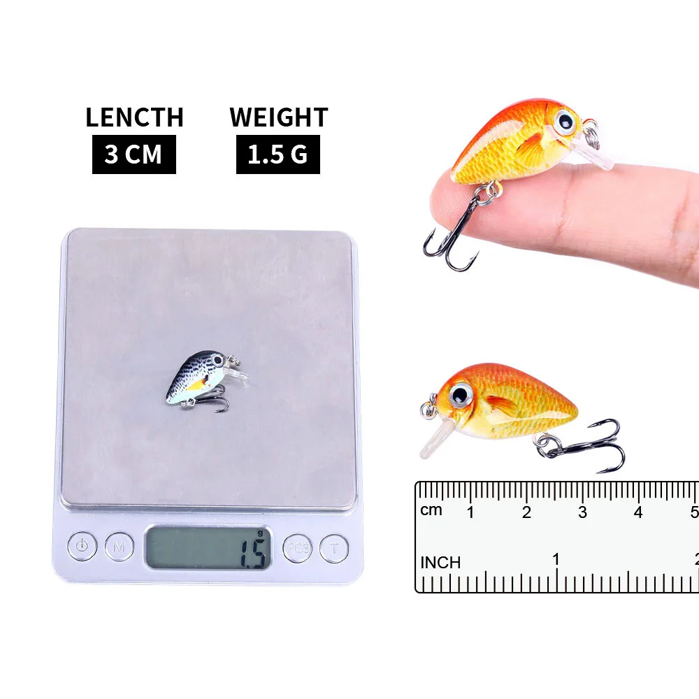 HENGJIA 5pcs 1.5g-2g 3cm Mini Crankbait Kit Artificial Wobblers Hard Bait Bass Trout Fishing Lure Tackle Pesca Peche Truite