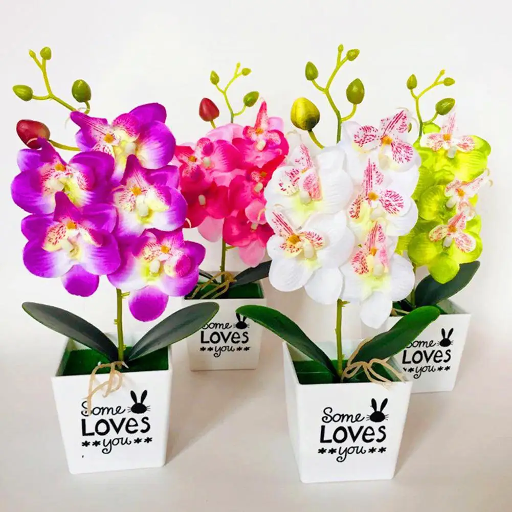 5 Heads Artificial Fake Butterfly Orchid Flower Filled Life For House Garden Wedding Decor Arrangements Flower Aesthetic Supplie