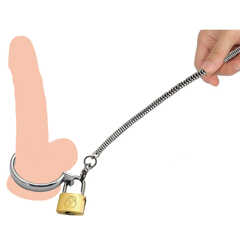 Male Ball Scrotum Stretcher metal penis lock cock Ring chain SM bondage restraint Delay ejaculation BDSM Sex Toy for man