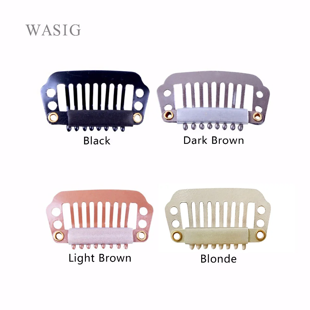 100pcs 28mm 8teeth wigs Clips with silicone back for Hair Extensions accessories 4 colors available