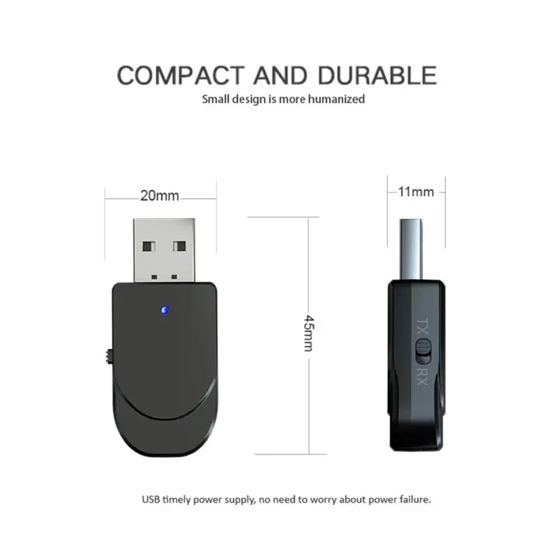 KN330 3 In 1 Bluetooth-Compatible 5.0 Audio Transmitter Receiver TX/RX Mode Two-in-One USB Computer TV Adapter Car Dual Output