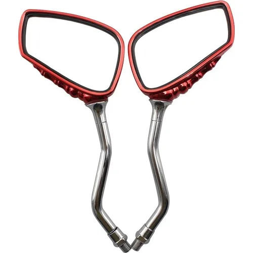 Tex Motorcycle Mirror Set Universal Skeleton Hand Red