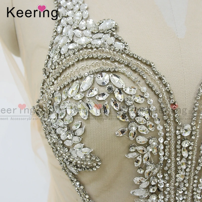 Imagem -05 - Keering-heart-shaped Frisado Cristal Sereia Vestidos de Noiva Rhinestone Applique Wdp152 Nova Chegada