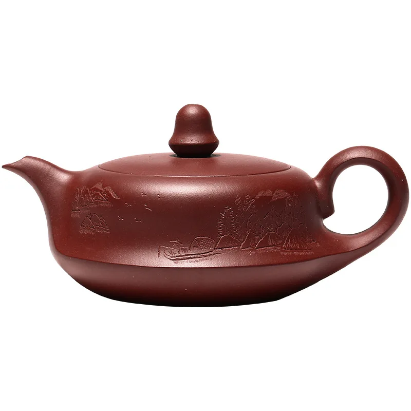 handmade tea pot traditional 10 infuser holes true yixing zisha purple grit marked pot 400ml big opening mouth for Pu'er tea new