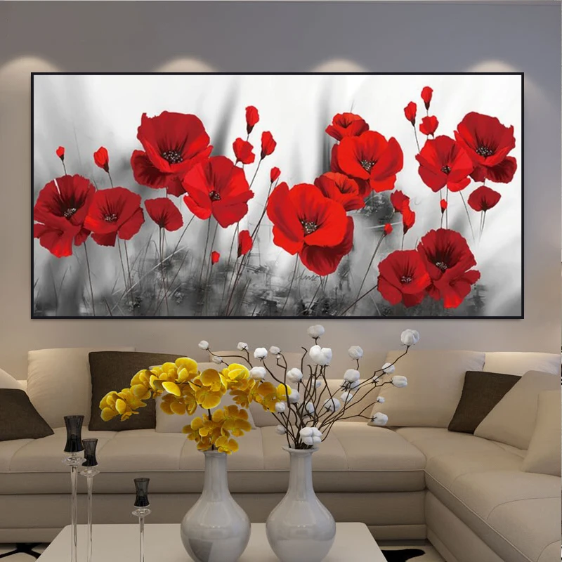 

Poppies flower Canvas Paintings On The Wall Art Posters And Prints Red Flowers Canvas Art Wall Pictures For Bed Room Cuadros