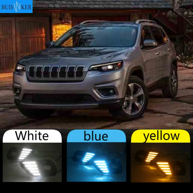 

1Set LED Daytime Running Light For Jeep Cherokee 2019 2020 Car Accessories Waterproof ABS 12V DRL Fog Lamp Decoration