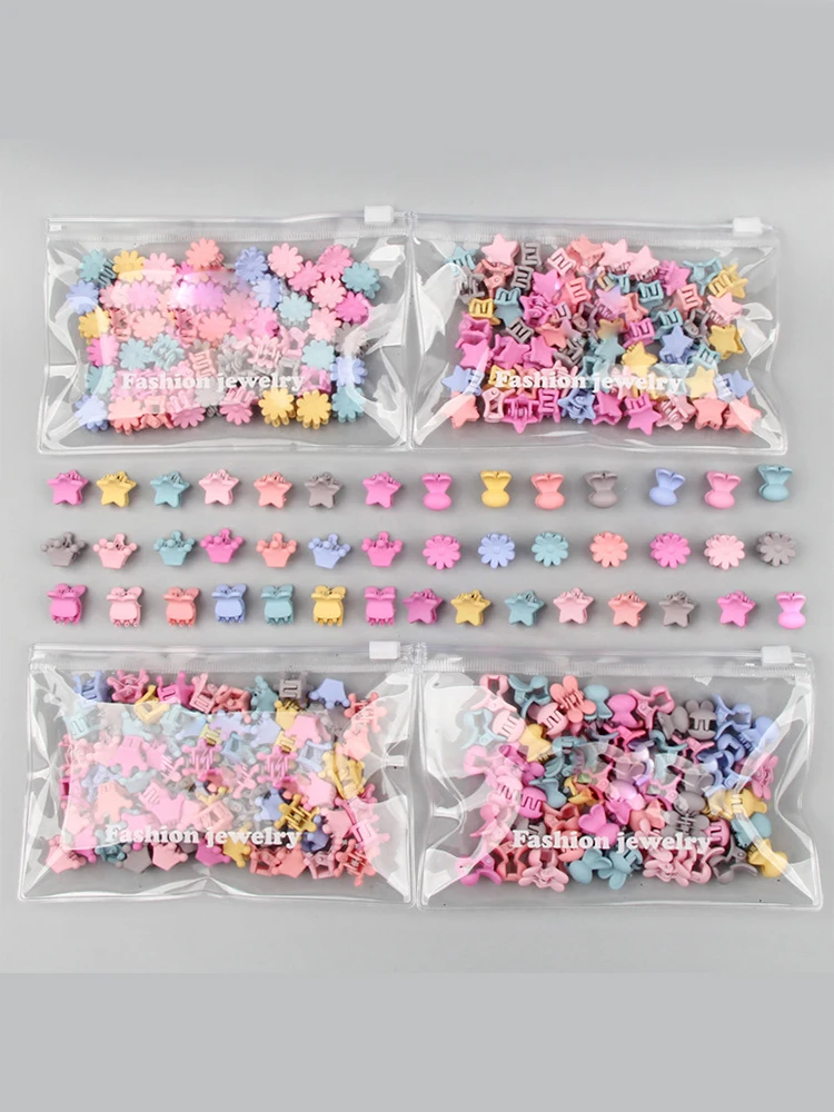 30Pcs/Bag Mini Cute Hair Claws Clips For Girls Baby Colorful Hairpin Cartoon Rabbit Flower Crown Star Hair Clips Children Clamp — zdjęcie 2