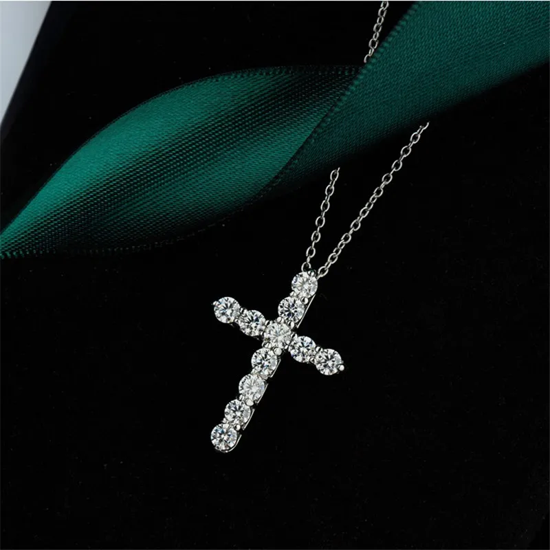 Diamond Cross pendant necklace 925 Sterling silver Lab Diamond Party Hiphop Cross Pendant for women men Wedding Jewelry