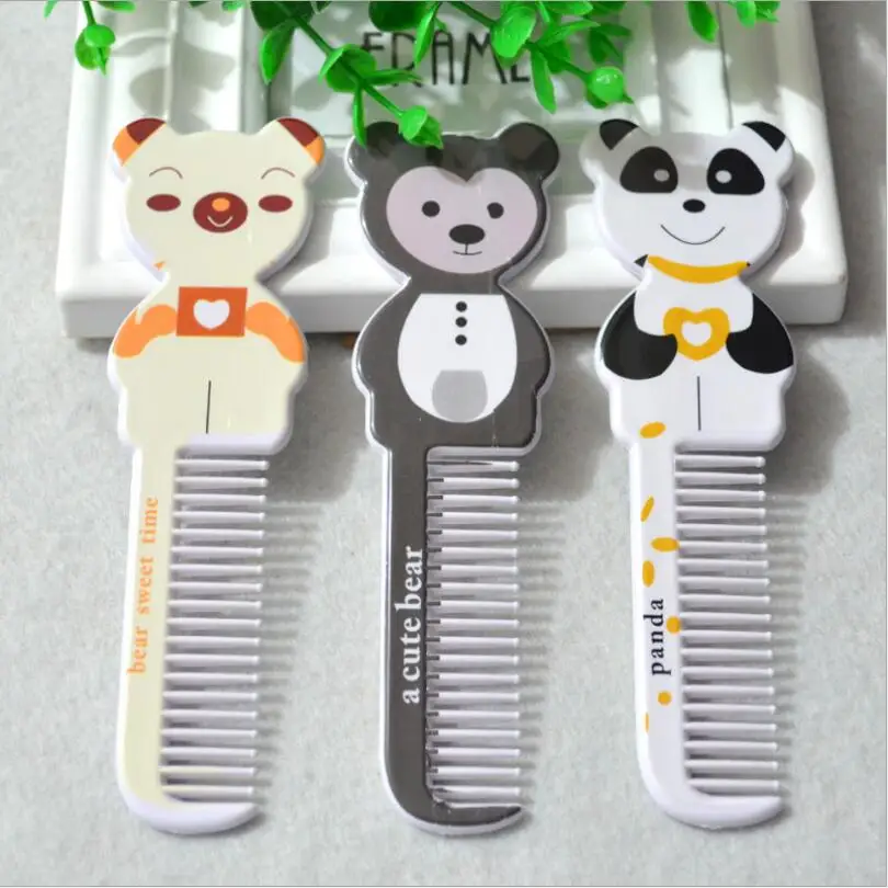 1PC ar random color Baby Kids Safety Brush Folding Comb Newborn Hair Brush Cartoon Animal Bear Child Travel Comb Hair T0731
