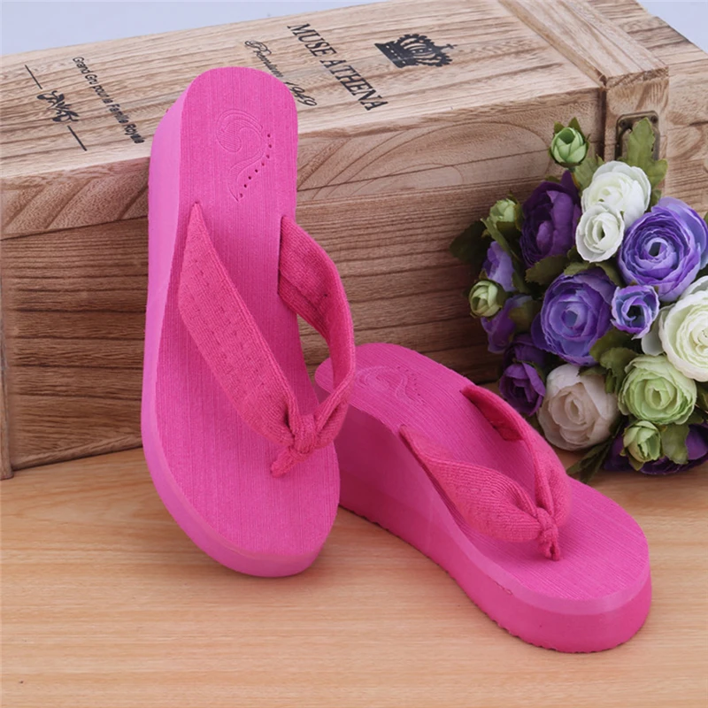 Summer Soft Women Wedge Sandals Thong Flip Flops Platform Slippers Beach LX9F