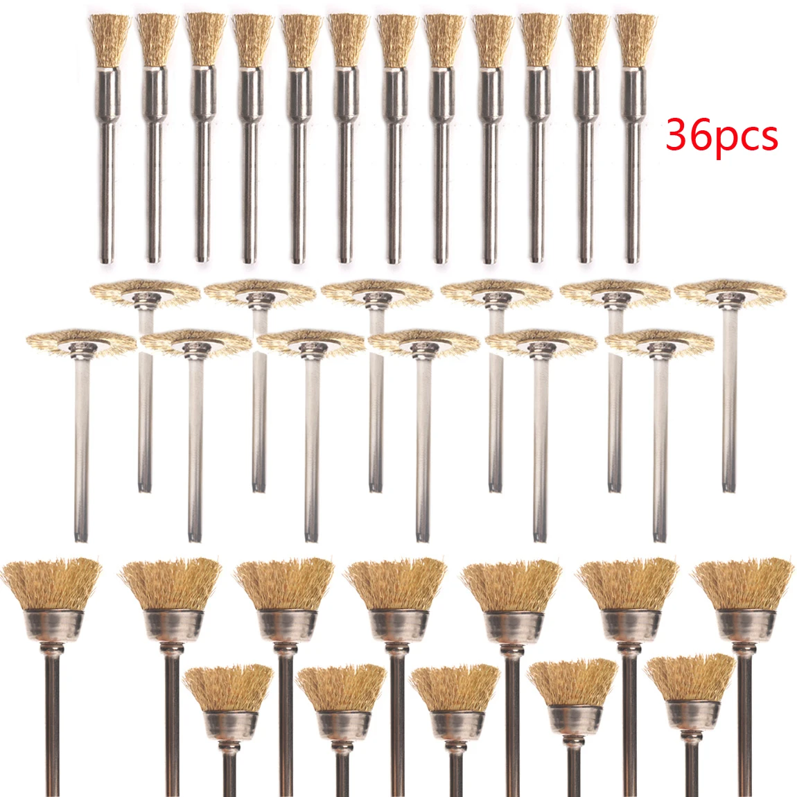 36/45pcs Brass Wire Wheel Brushes Wire Brushes Set Rotary Tools Polish Clean Electric Grinder Rotary Tool Dremel Accessories