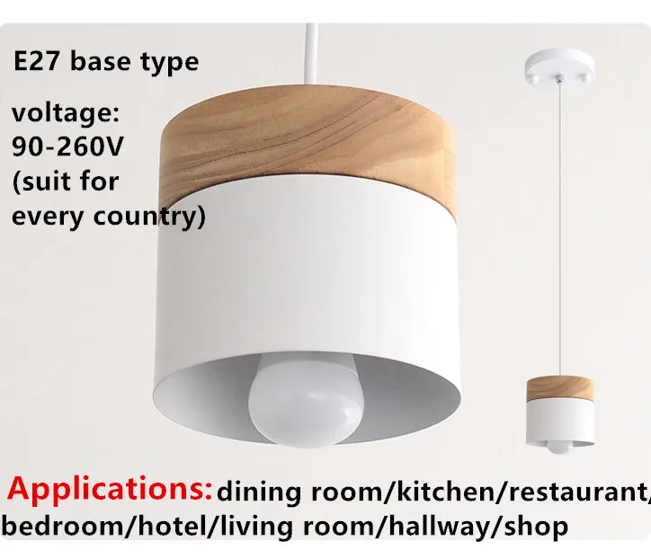 Modern Led Pendant Light Fixture With Wood Iron Dining Room Cafe Restaurant Nordic Indoor Wooden Cylinder Hanging Lamp Homedeco image 5