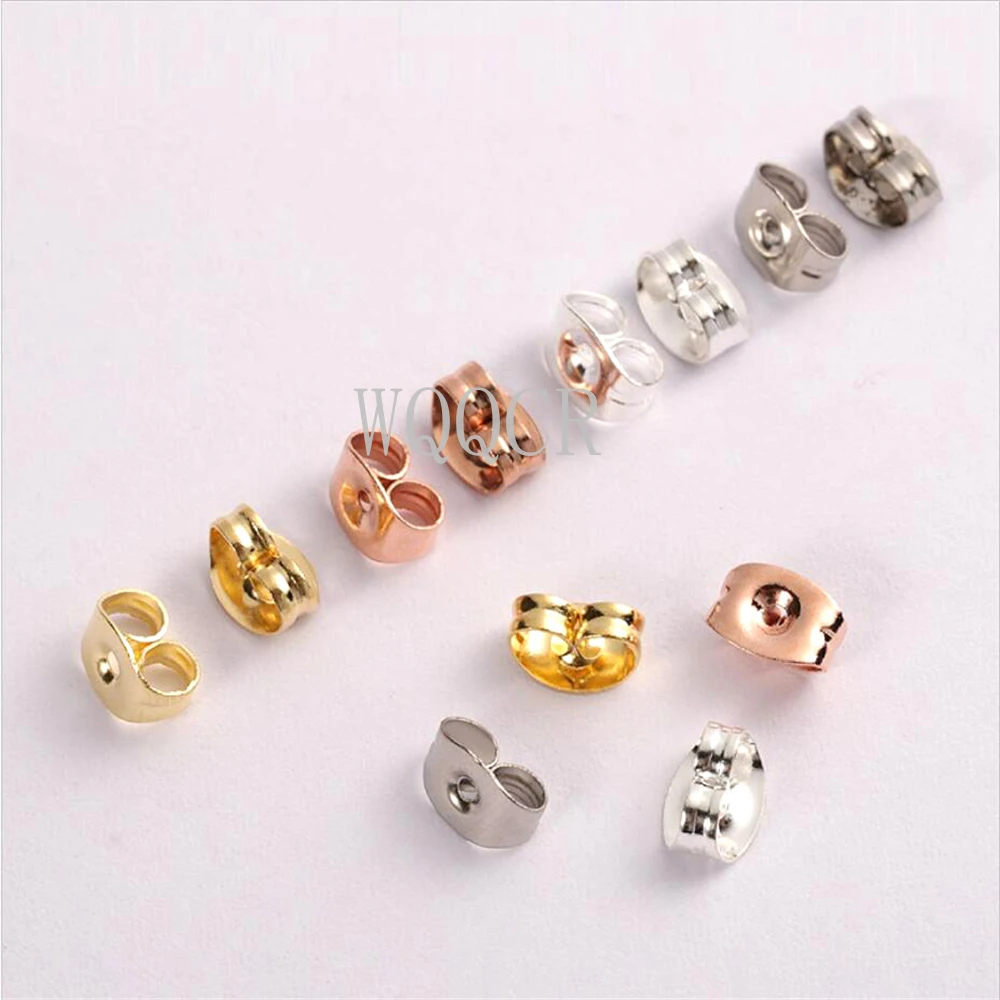 100/200pcs Earring Studs Backs Bullet Stoppers Scrolls Metal Ear Plugs Blocked Cap DIY Jewelry Making Ear Accessories Supplies