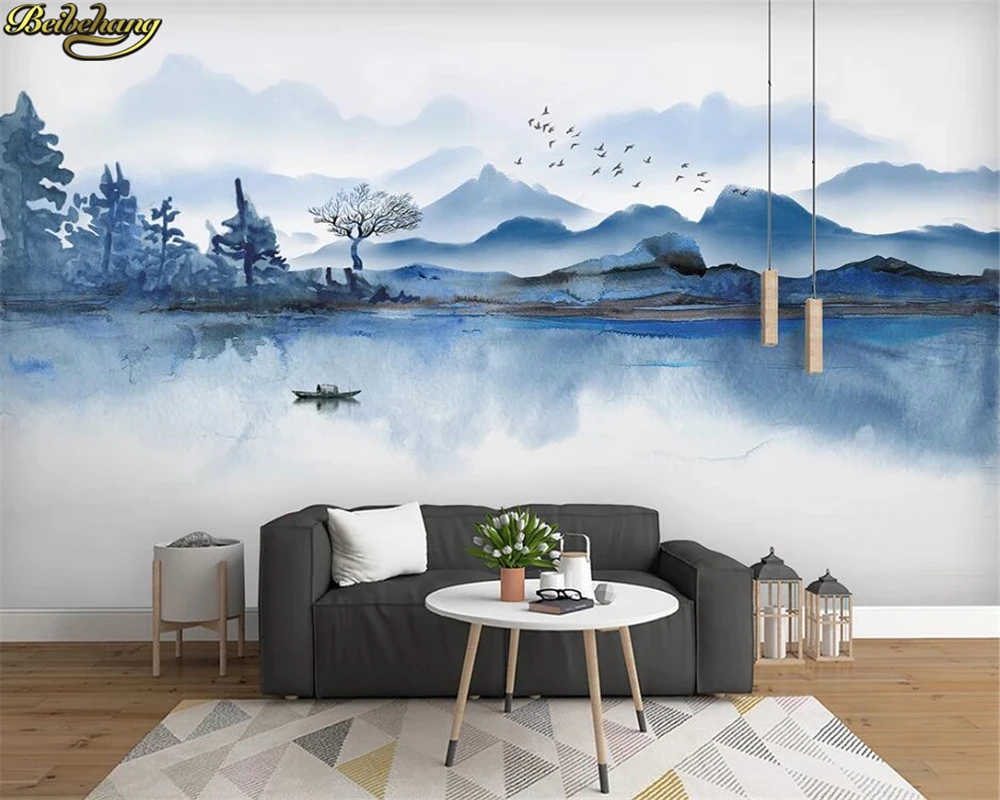 

beibehang 3d custom wallpaper mural ink new chinese ink landscape background wall papers home decor papel de parede 3d wallpaper