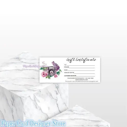 사진 기프트 인증서 템플릿, Corjl 기프트 카드, 사진 기프트 바우처 템플릿, 사진 세션 편집 가능한 바우처 카드 